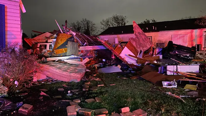 Several homes and businesses were damaged in the tornado that struck south of New Orleans (New Orleans Fire Department.)